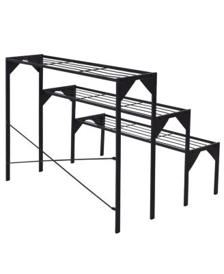 3 Tier Shelf Flower Plant Display Stand Rack Large Modern Black Metal Heavy Duty