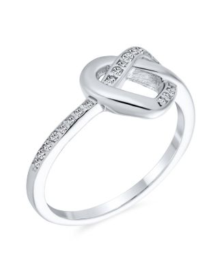 Romantic Friendship CZ Infinity Band Heart Shape Promise Ring Cubic Zirconia Sterling Silver