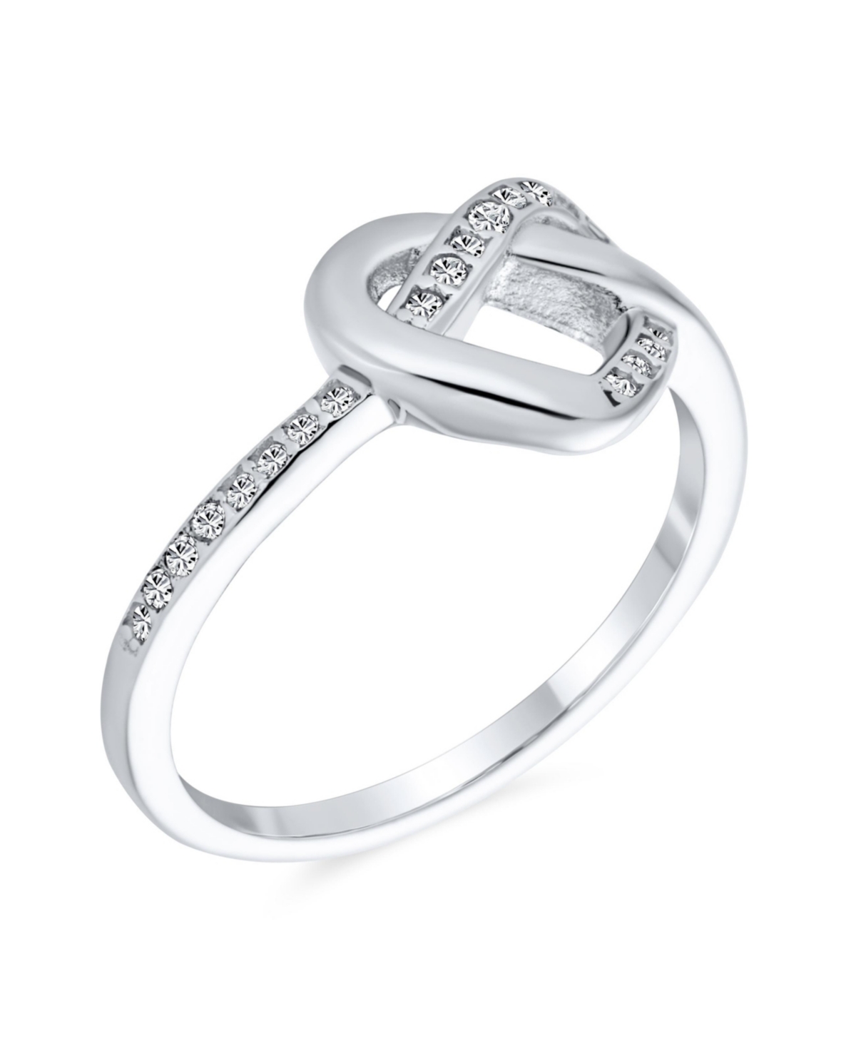 Bling Jewelry Romantic Friendship Cz Infinity Band Heart Shape Promise Ring Cubic Zirconia Sterling Silver