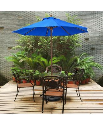 9-Foot Wood-Grained Steel Market Patio Umbrella