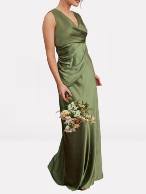 Plunge Drape Satin Bridesmaid Dress