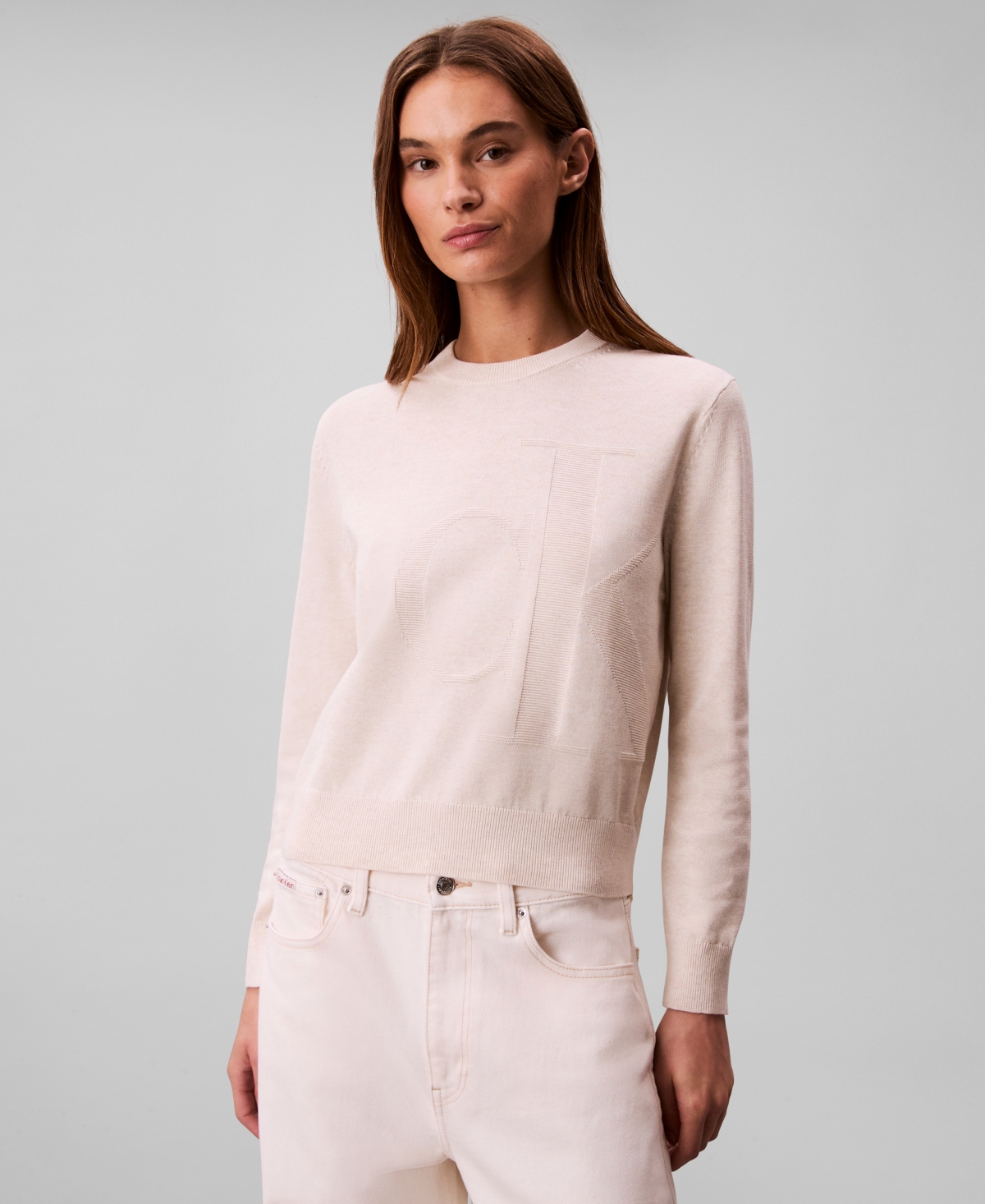 Calvin Klein Jeans Est.1978 Women's Monogram Logo Sweater In Pink