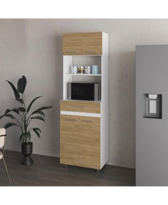 79.1"H x 24.4"W Manufactured Wood 4 Doors, 2 Drawers, Open Shelf, Modern Design Pantry Cabinet