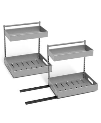 2 Pack 2-Tier Pull-Out Under Sink Organizer and Adhesive Tape - for Kitchen and Bathroom