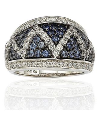 Suzy Levian Sterling Silver & Created White Sapphire Pave Zig Zag Ring
