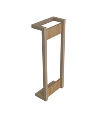 Washan Towel Rack, wall-mounted design, open vertical frame, integrated lower shelf for folded towels, sturdy and lightweight structure, Natural Oak