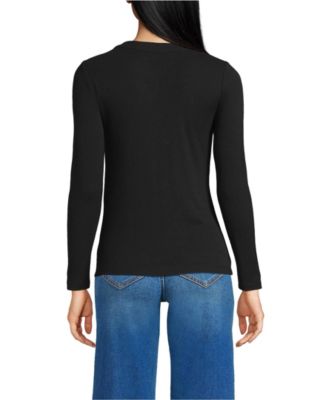 Women's Drapey Rib Fitted Long Sleeve Henley T-Shirt