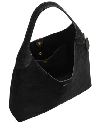 Brooklyn Extra-Large Crocodile-Embossed Suede Shoulder Bag 39