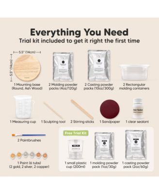 Reve Baby Casting Kit Hands and Feet Mold, 3D Baby Hand Casting Kit 0-9 Months with Wood Base, BPA-Free Baby Keepsake