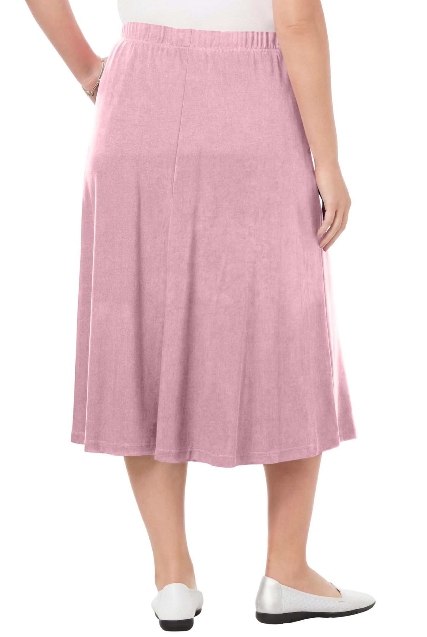 Женская юбка Woman Within Plus Size 7-Day Knit A-Line, цвет: Пыльный розовый — фото 2