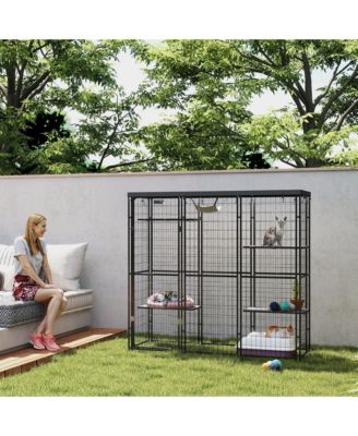 Weld Wire Catio Outdoor Indoor w/ Waterproof Cover, for 1-3 Kittens