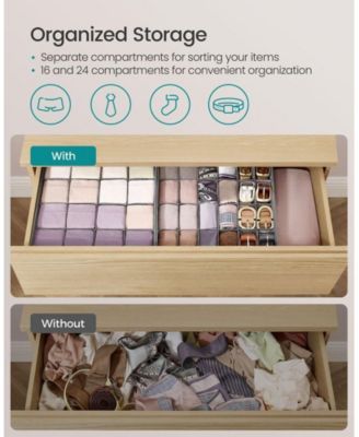 Set of 4 Closet Organizers for Underwear with 80 Cells for Drawer Storage