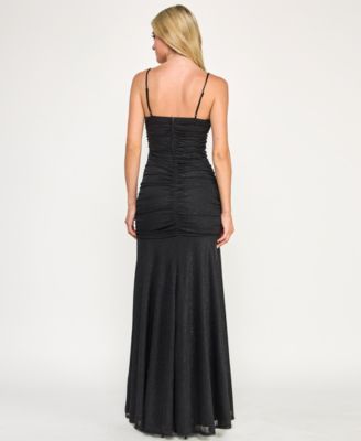 Juniors' Glittered Ruched Gown, Created for Macy's