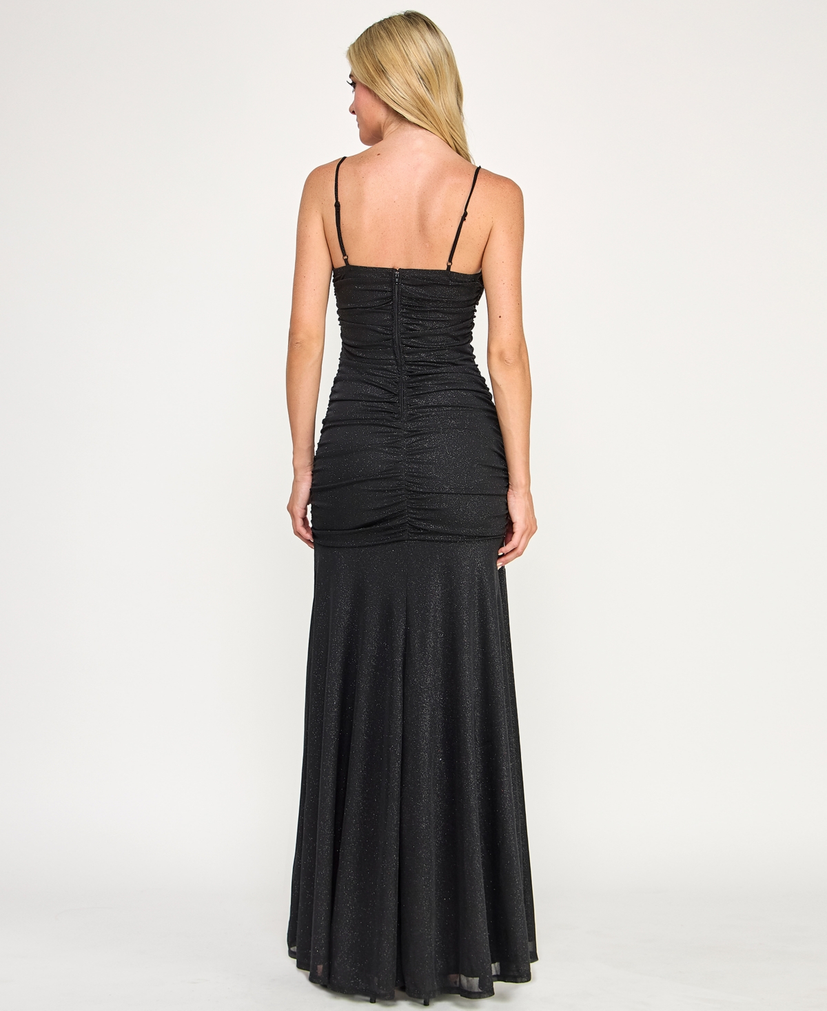 City Studios Juniors' Glittered Ruched Gown, Created for Macy's