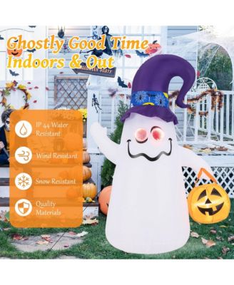 6 Ft Halloween Inflatables Cute Ghost with Jack-O-Lantern & Witch Hat