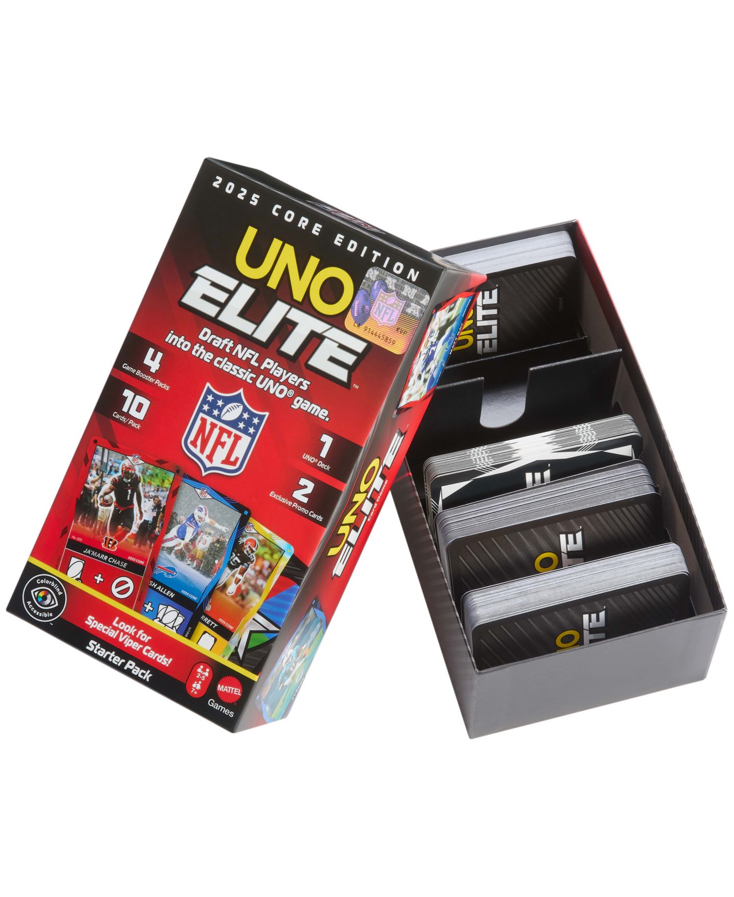 Детские карточные игры Mattel UNO Elite NFL Card Game 2025 Core Edition Starter Set — фото 8