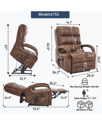 Power Lift Recliner Chair Dual Motor Infinite Position Up to 350 LBS with Solid Wood Armrests, Heat Massage and Heavy Duty Motion Mechanism