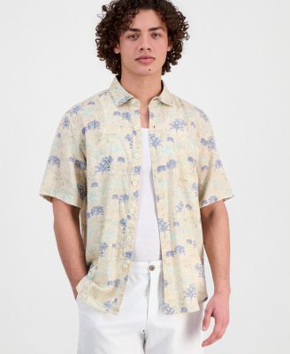 Men's Sand Desert Pacific Time Linen-Blend Shirt