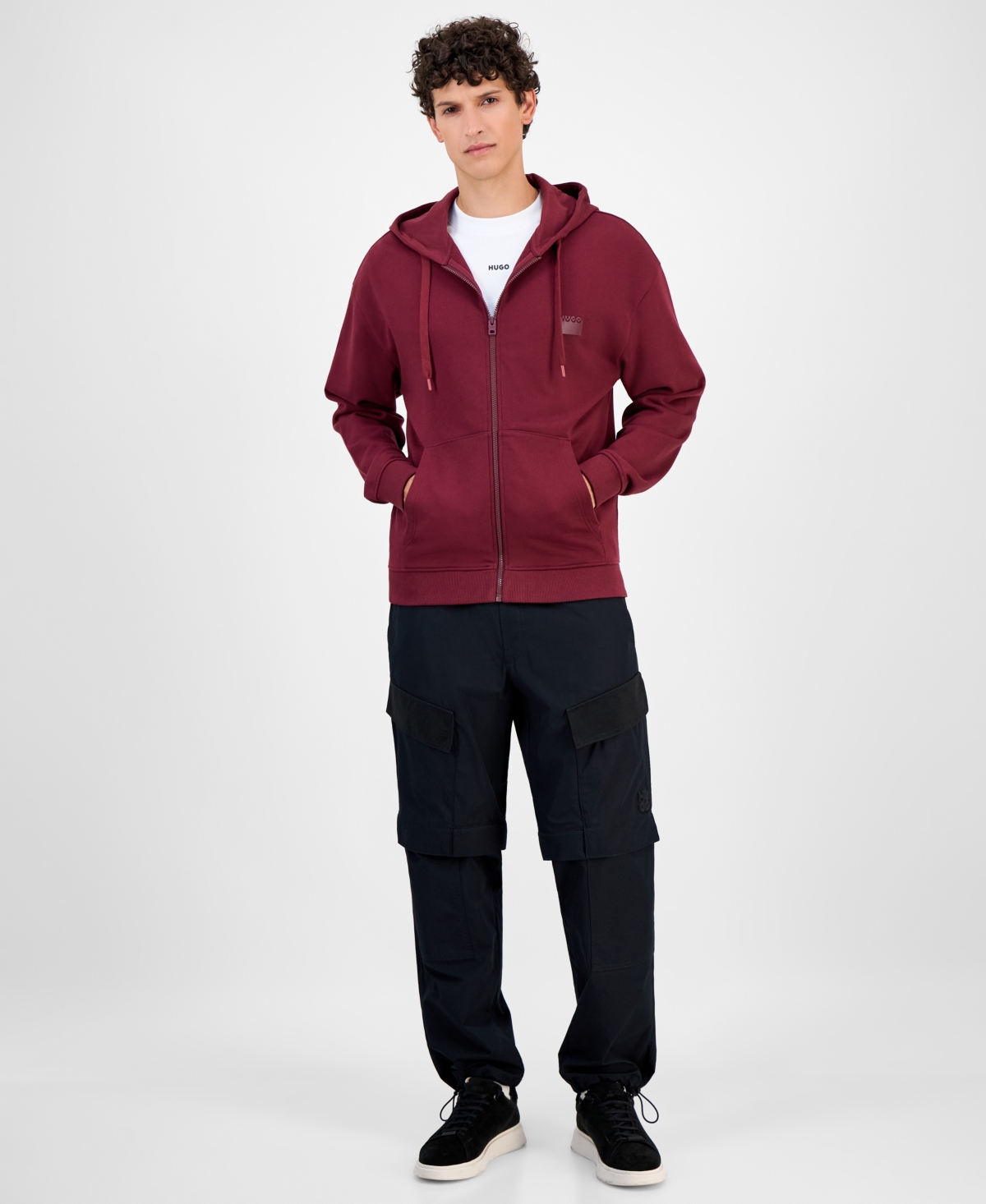 Hugo Boss Hugo By  Men's Cotton French Terry Zip Hoodie In Red