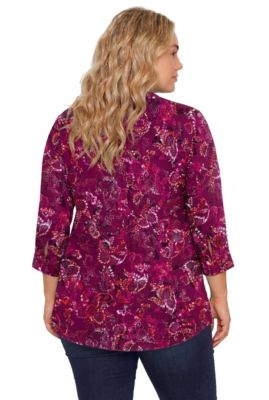 Women's Within Rayon 7-Day Three-Quarter Sleeve Tab-Front Tunic Top