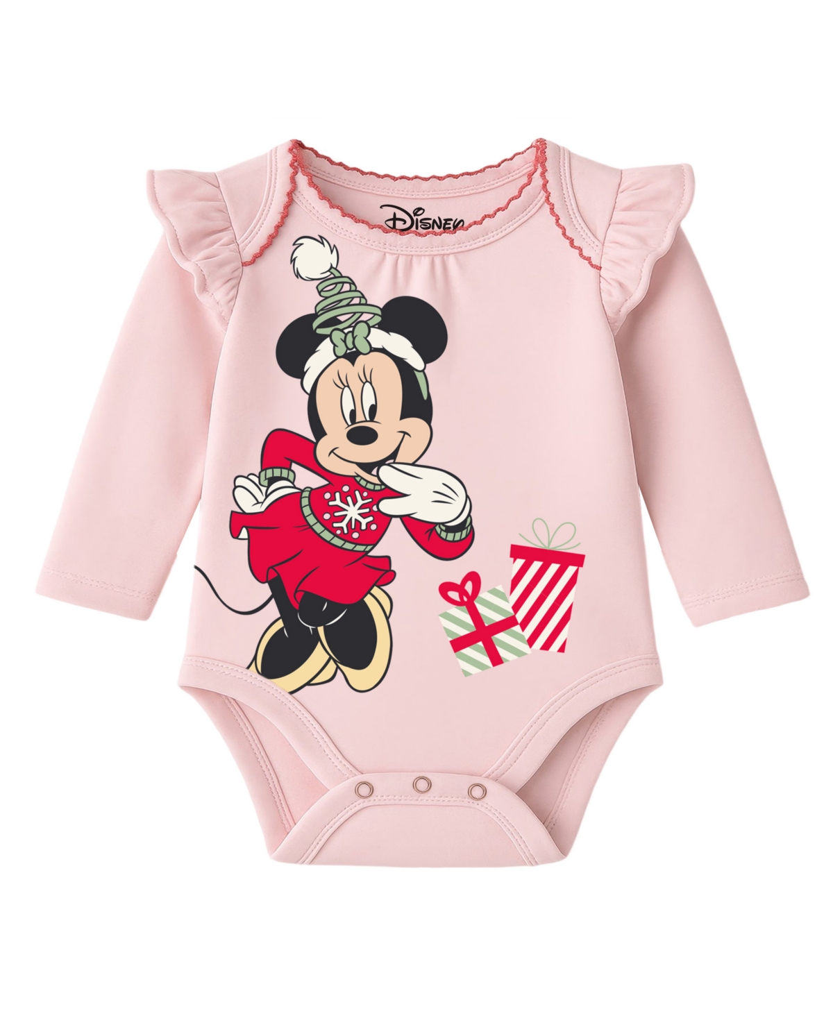 Disney Baby Girls 2-piece Minnie Mouse Holiday Bodysuit And Skegging Set In Red