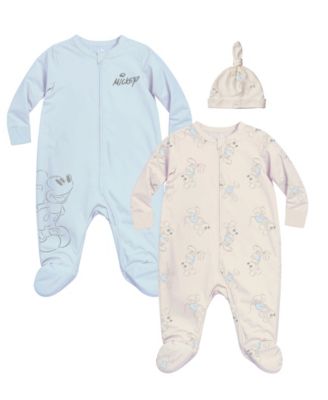 Disney - Baby Boys 2-Piece Mickey Mouse Print Coverall and Hat Set