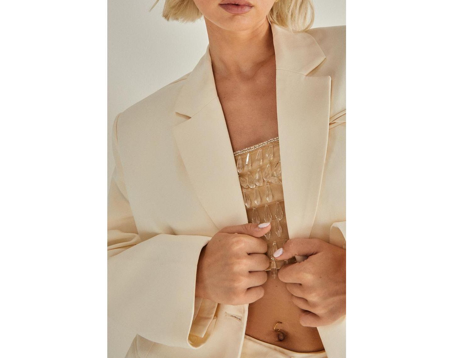 Женский пиджак Nasty Gal Twill Oversized Tailored Blazer, цвет: Кремовый — фото 6