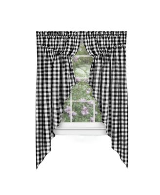 Farmhouse Plaid Gingham Check Swag Valance Curtain Panel Pair - 72 in. W x 63 in. L