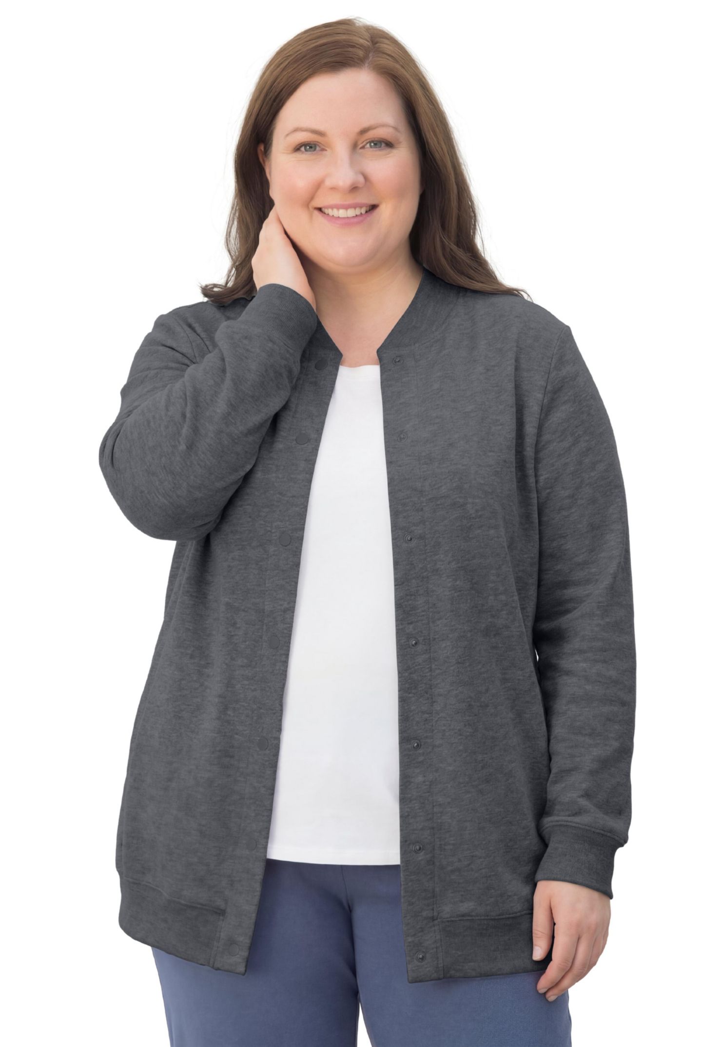 Женская куртка Woman Within Plus Size Fleece Baseball — фото 1