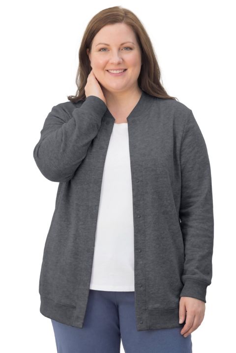Женские куртки Woman Within Plus Size Fleece Baseball Jacket