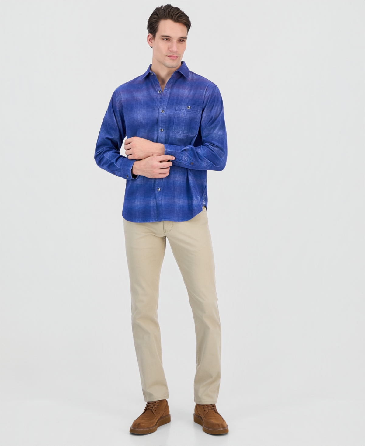 Tommy Bahama Men's Coastline Cord Sunset Long-Sleeve Plaid Button-Front Shirt