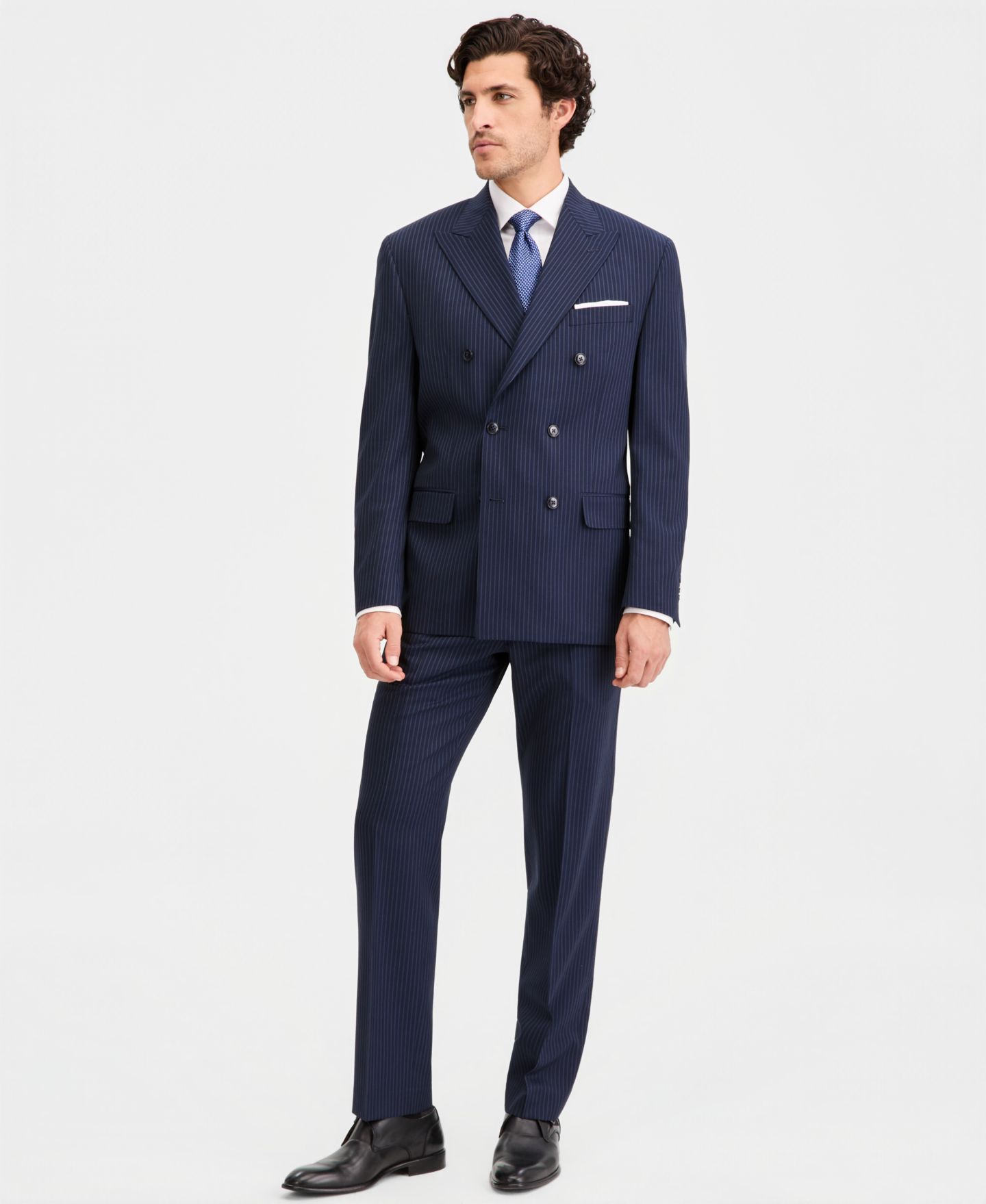 Мужская куртка Michael Kors Classic-Fit Pinstripe Double-Breasted Suit Separate, цвет: Тёмно-синий — фото 4