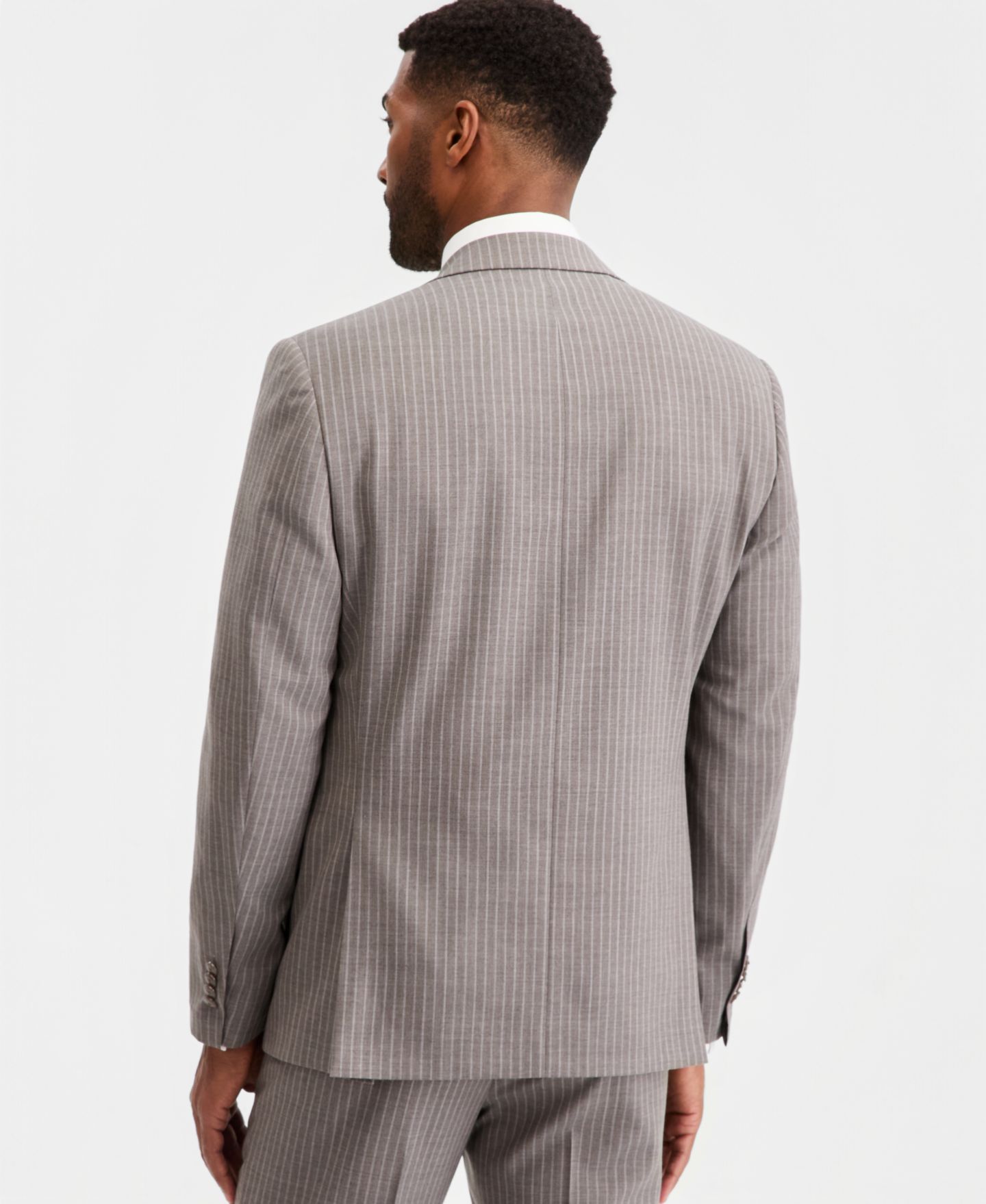 Мужские куртки Michael Kors Classic-Fit Grey Pinstripe Suit Separates, цвет: Серый — фото 3