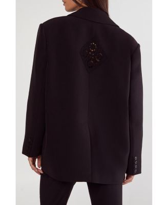 Women's Tailored Crochet Insert Oversized Blazer