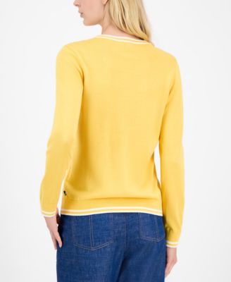 Women's Cotton Cable Knit Crewneck Sweater