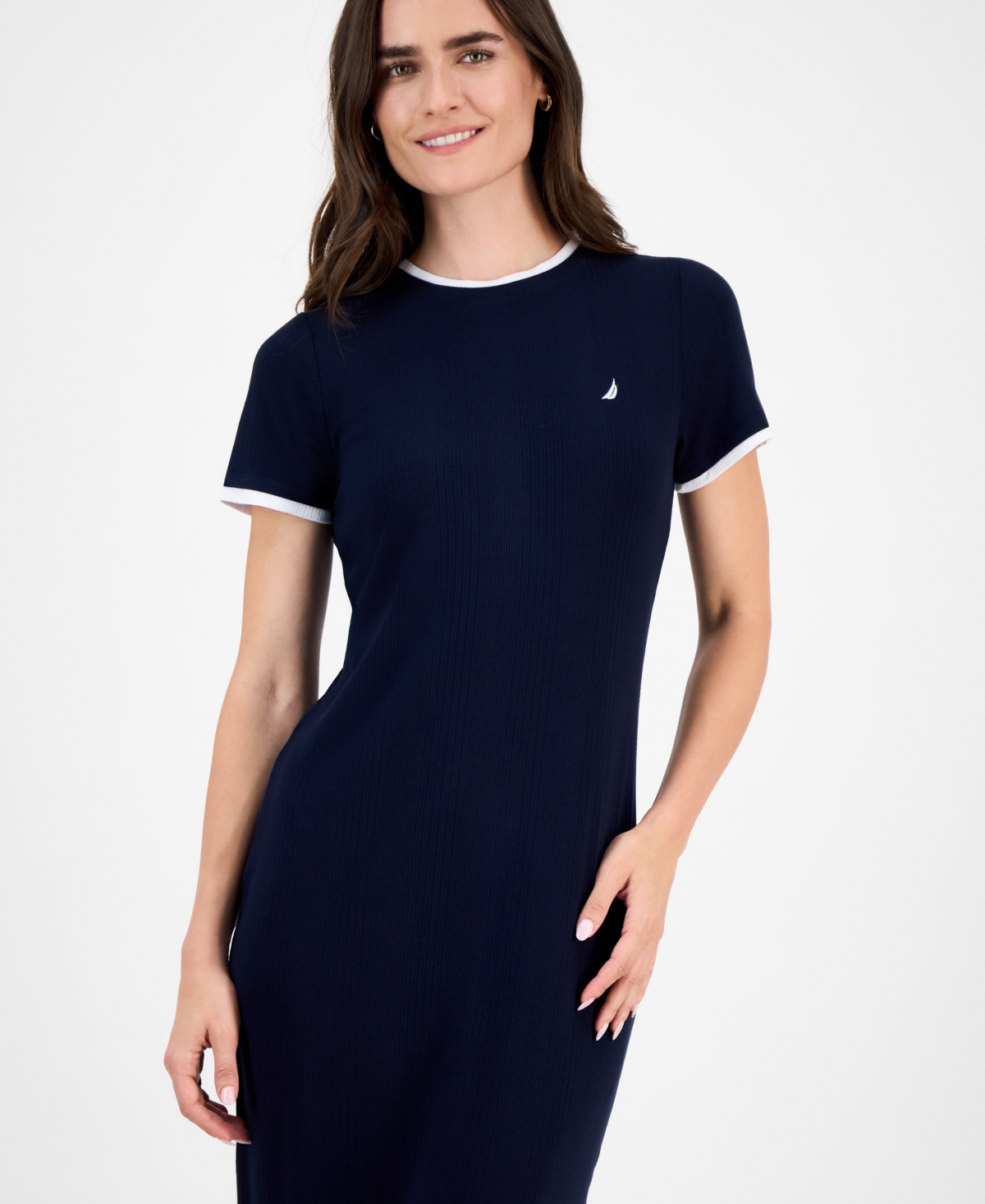 Nautica Jeans Women's Ribbed Midi Dress In Black