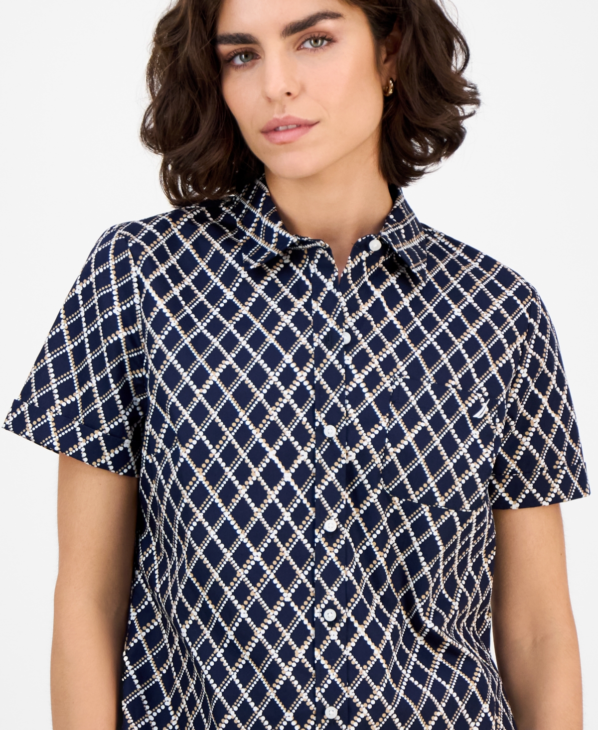 Nautica Jeans Women's Argyle Dot Camp Shirt In Multi