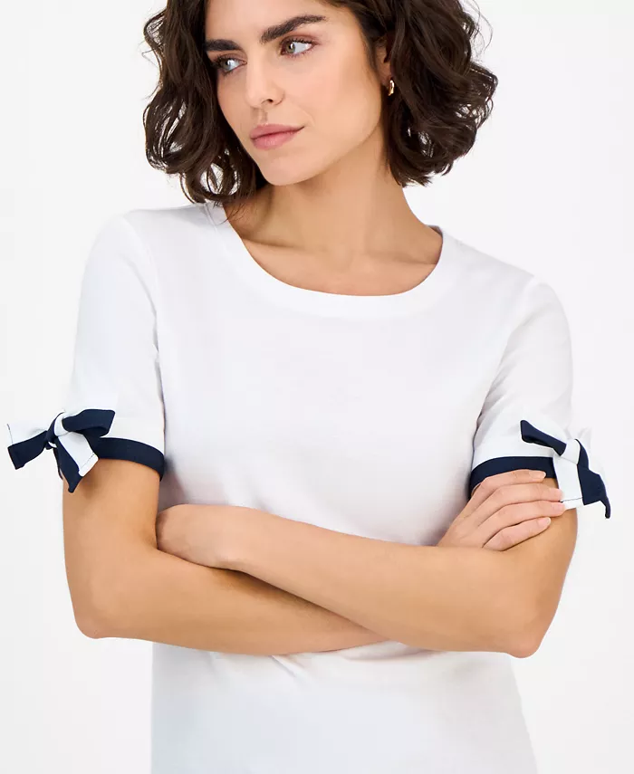 Nautica Women's Cotton Tie-Sleeve Top - thumbnail 9