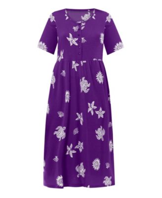 Plus Size Stamped Empire Waist Dress