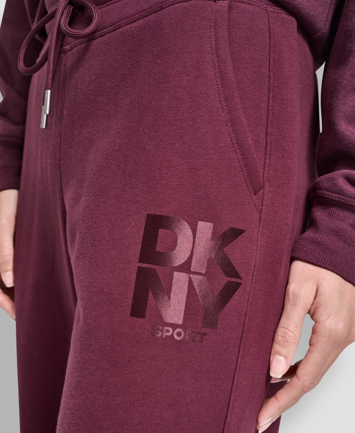 Dkny Women's Sport Stacked Transfer Logo Track Pants In Burgundy