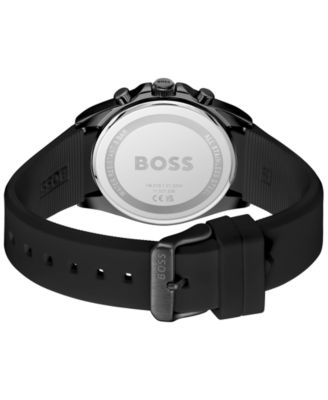 Men's Strike Quartz Fashion Chrono Black Silicone Watch, 41mm