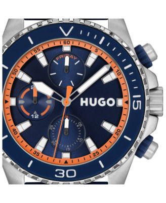 Men's Dive Quartz Multifunction Blue Silicone Watch, 44mm