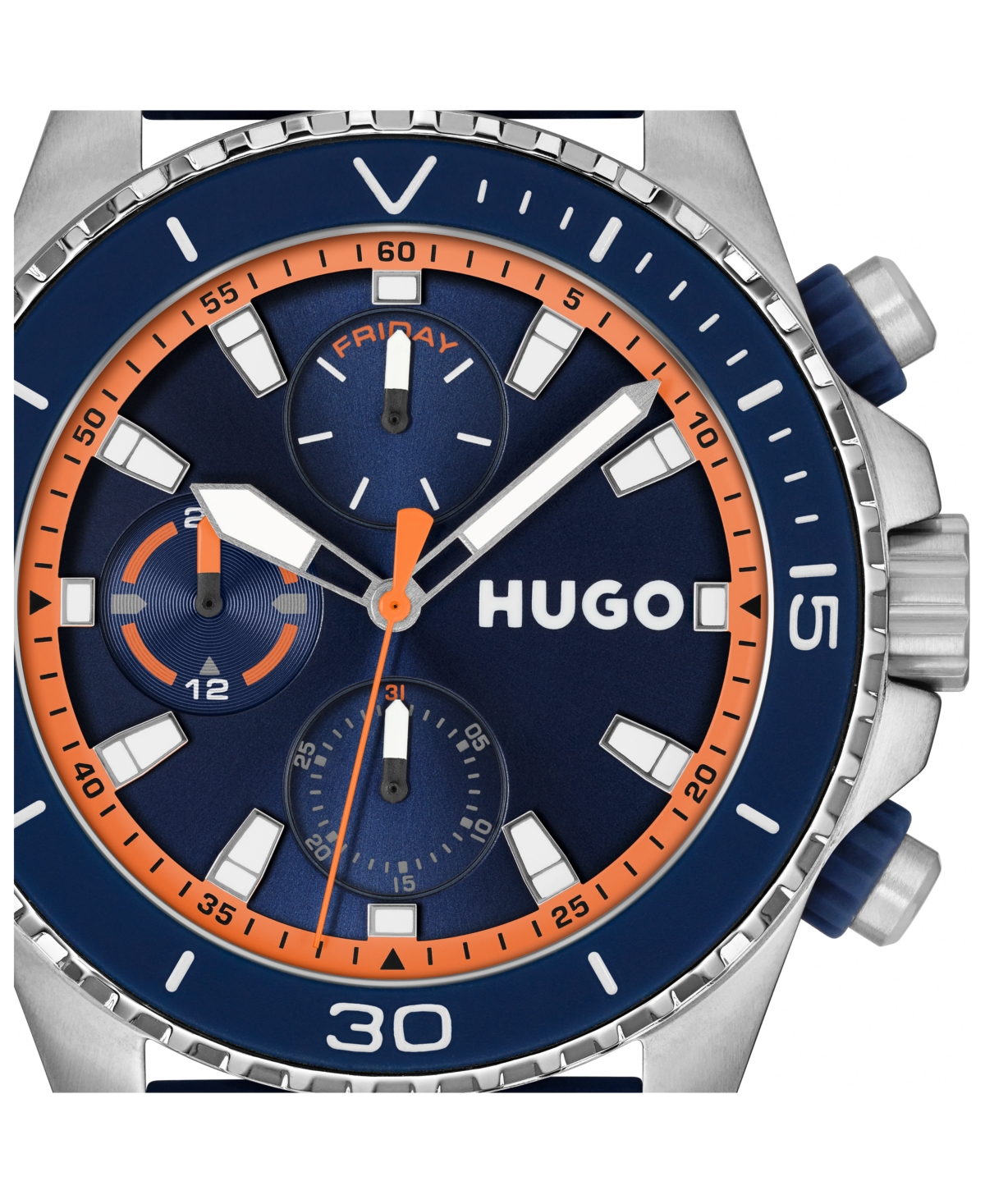 Hugo Boss Men's Dive Quartz Multifunction Blue Silicone Watch, 44mm In Blue