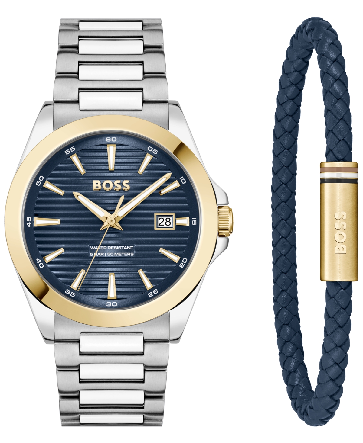 Hugo Boss Men's Strike Giftset Quartz Basic Calendar Stainless Steel Watch, 41mm In Metallic