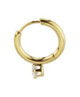 2-Pair Gold-Tone Earrings Set with CZ Studs & Hoops, 18K Gold Plated Stainless Steel