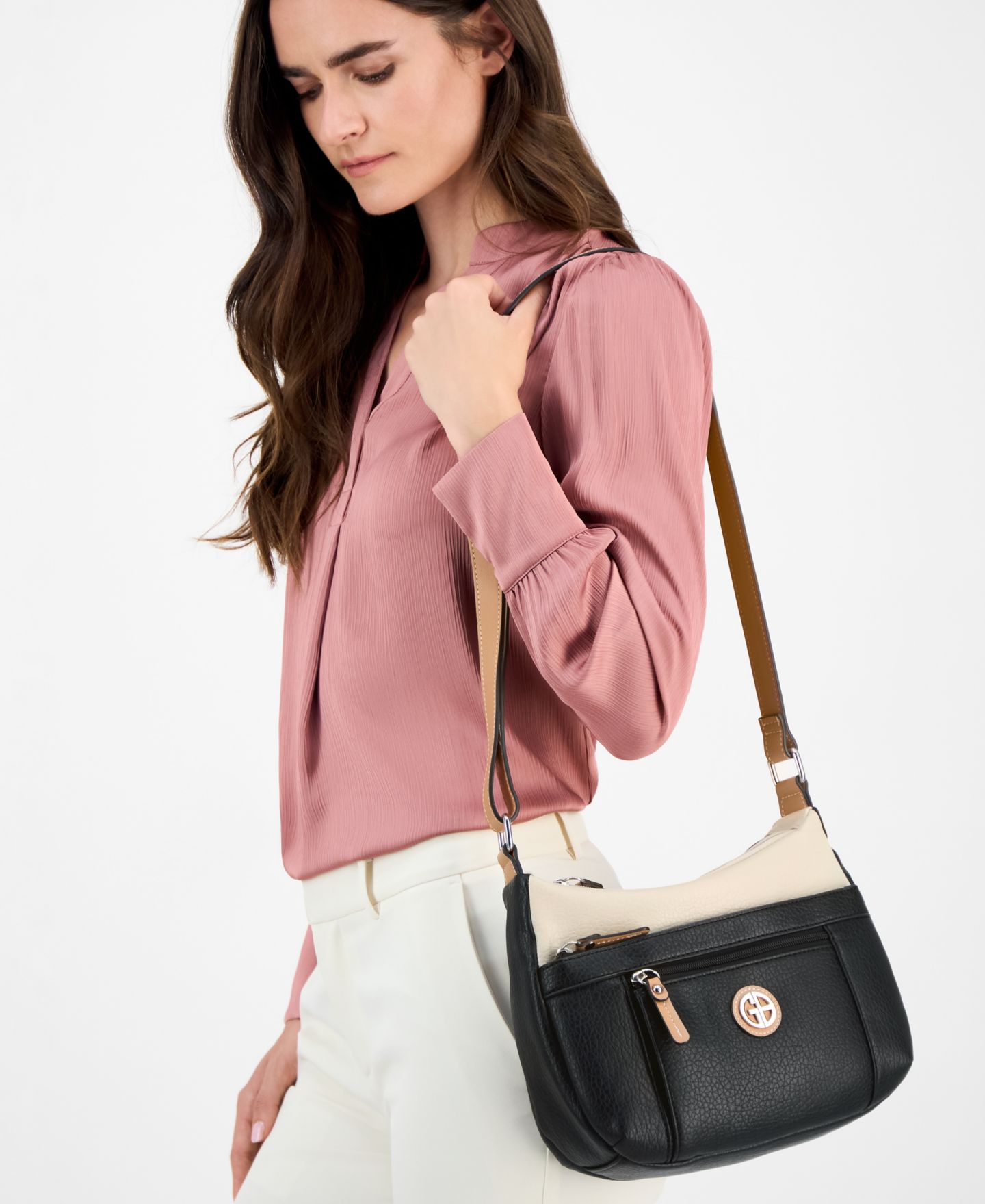 Женская сумка Giani Bernini Colorblock Pebble Hobo, цвет: Чёрный — фото 5