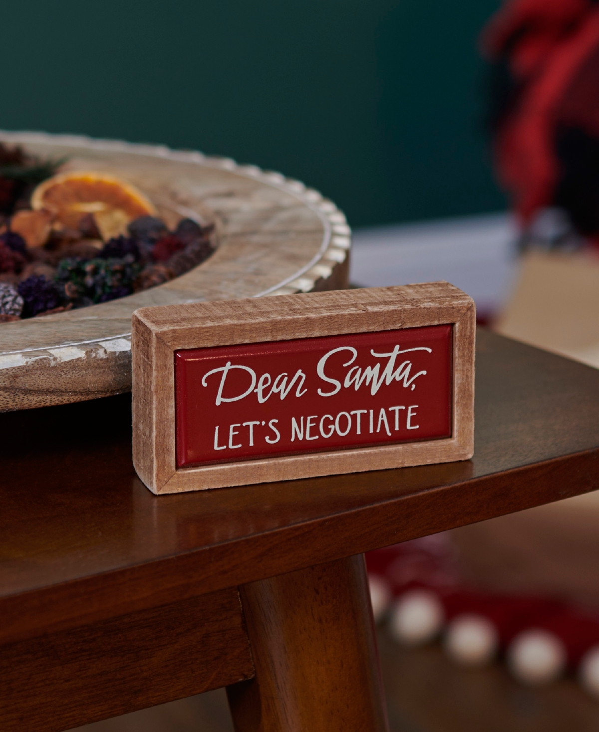Primitives By Kathy Dear Santa Box Sign Mini In Red