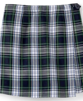 Big Girls School Uniform Plaid A Line Tab Skort Top of Knee