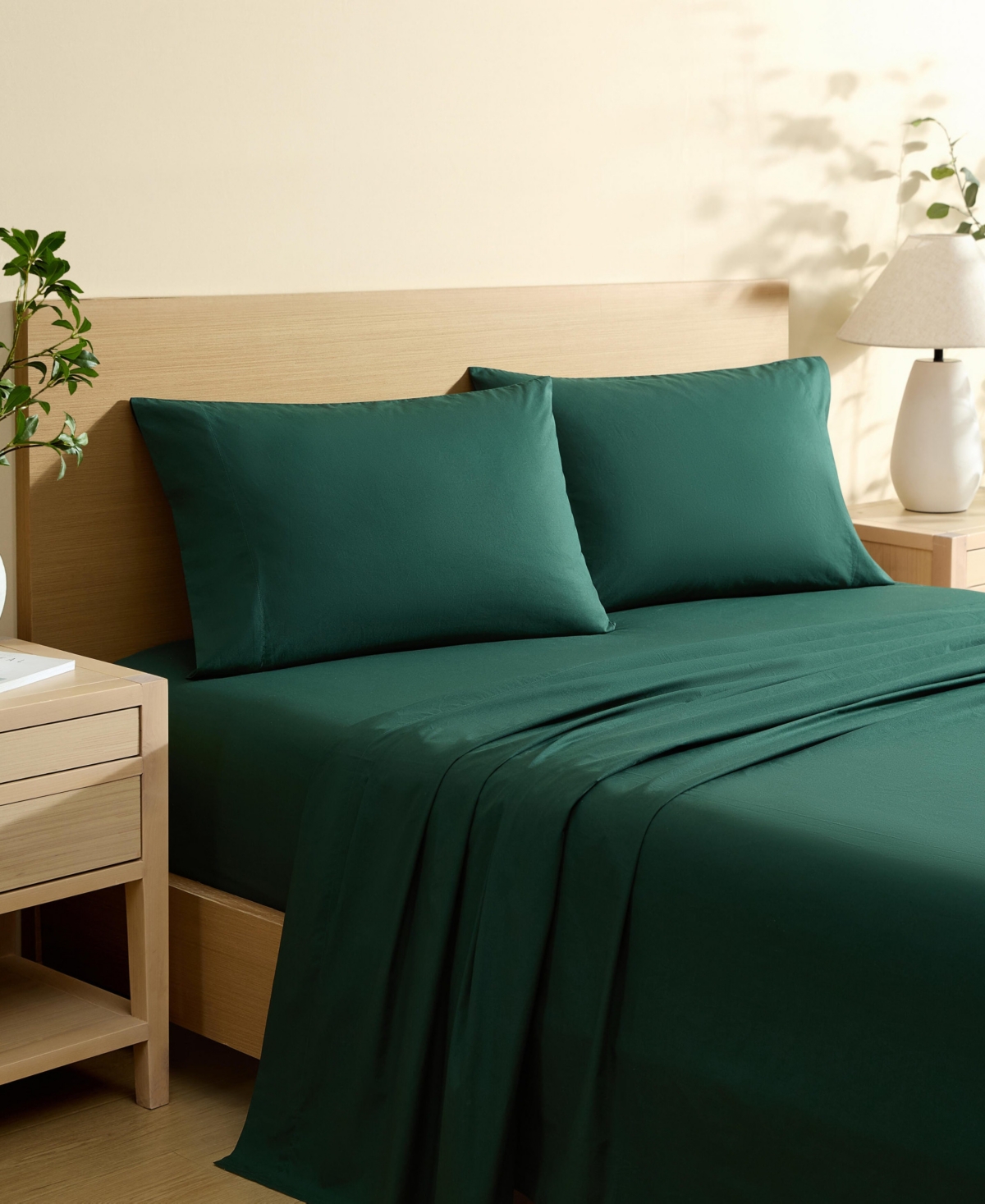 Nautica Solid Cotton Percale 3-piece Sheet Set, Twin Xl In Green