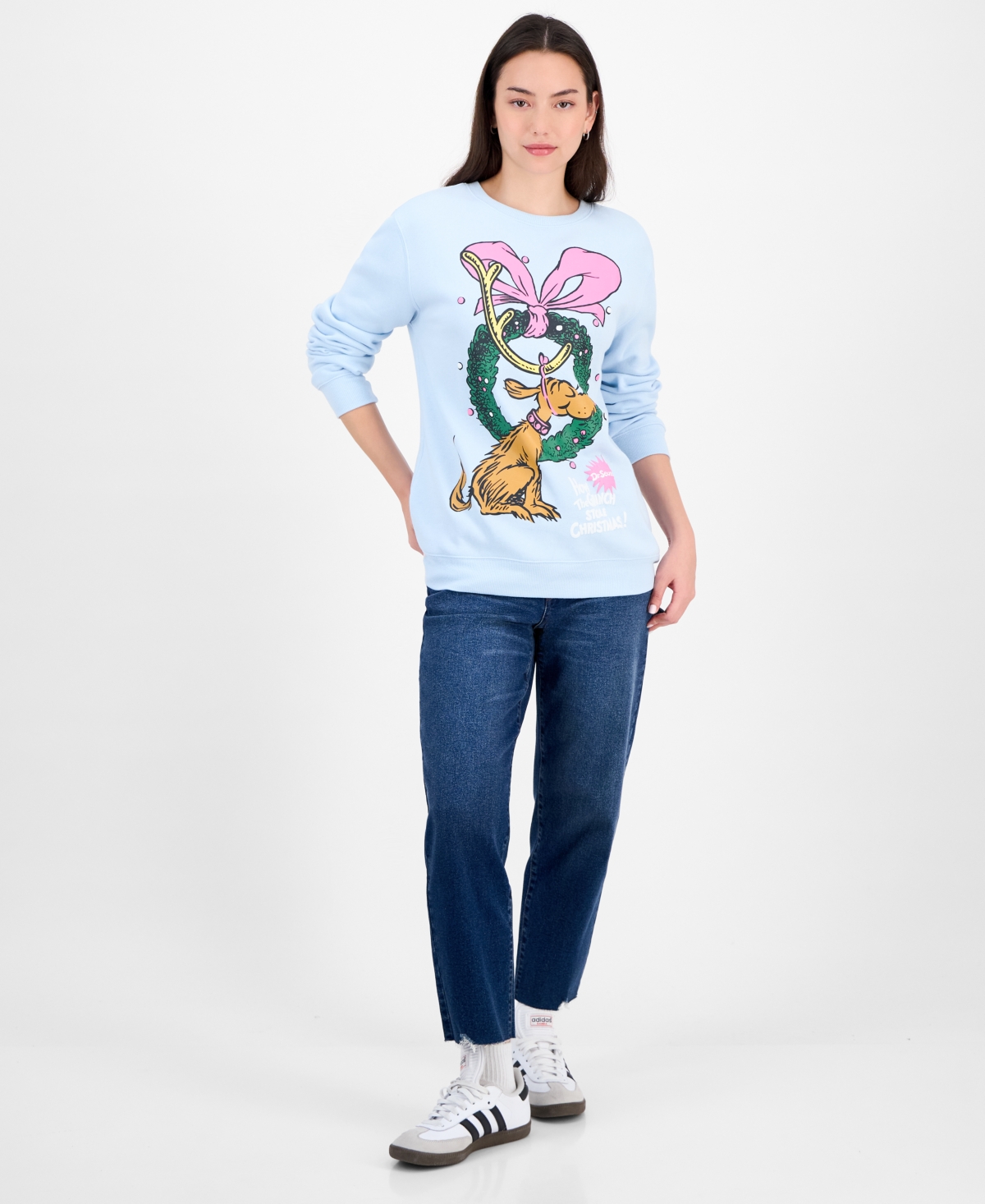Love Tribe Juniors' Max The Grinch Holiday Graphic Sweatshirt In Blue
